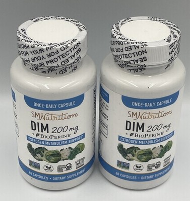 SM Nutrition DIM 200mg w/BioPerine 60 capsules/ea x2  **NEW SEALED** Exp 10/2026