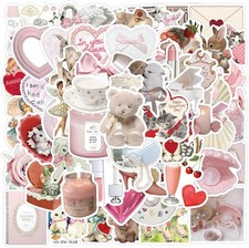 60 Pcs Cute Coquette Vinyl Stickers Waterproof Aesthetic Pink Laptop Decals for