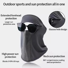 New Neck Protection Ice Silk Sunscreen Mask UPF50 Anti- Face Mask Breathable