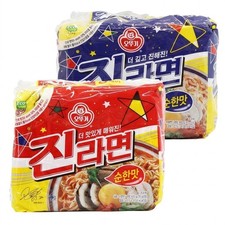 Ottogi Jin Ramen Noodle Multi-Pack (120g x 5 Bags) [Mild / Spicy] - Select Combo