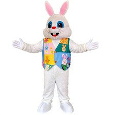 MatGui Easter Bunny Mascot Costume Green Vest Unisex Deluxe Large,