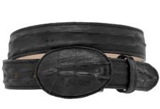 Kids Black Western Belt Cowboy Wear Crocodile Pattern Leather Rodeo Buckle