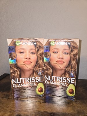 LOT (2) GARNIER NUTRISSE 0% AMMONIA GLOSSY CURL COLOR - GLOSSY GOLDEN BROWN CR6