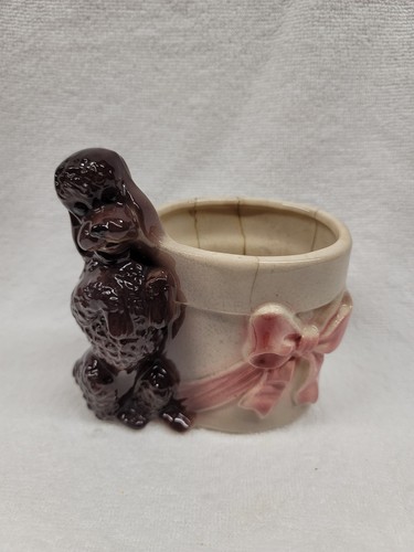 5 1/4" POSING POODLE WITH BOW PLANTER BY ROYAL COPLEY, ROYAL WINDSOR