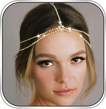 Gold Crystal Head Chain Jewelry Wedding Rhinestone Headpiece Women Headband