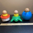 Vtg Fisher Price Jumbo Little People Bath Tub Toys Lot Turtle Boat Tea Pot 1974
