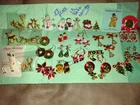 Christmas jewelry costume vintage 17 pins and 12 earrings set lot