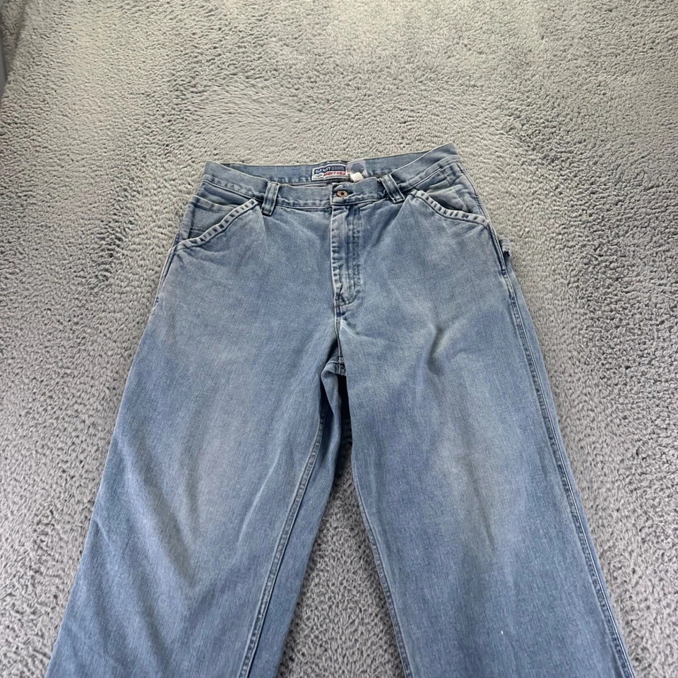 Pantalones de mezclilla vintage antiguos azul marino para hombre 33x32 azul lavado claro holgados pintores calce ropa de trabajo Foto 2 de 4