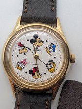 Vintage Lorus Disney Watch Mickey  Friends Quartz Gold Tone New Battery V515