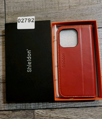 SHIELDON Wallet Case for iPhone 16 Pro 6.3'', Genuine Leather, Retro Red