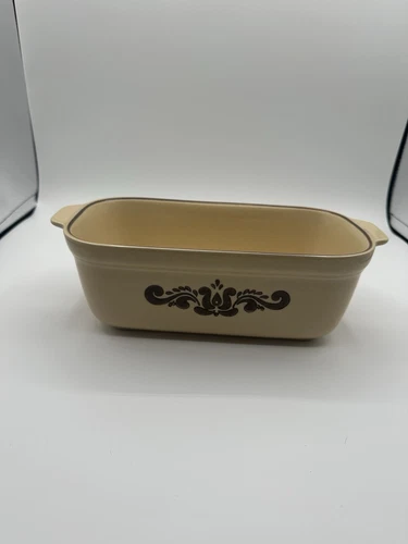 Vtg 1970s Pfaltzgraff USA Village Pattern 2 Qt 9x5x3 Mustard Bread Loaf Dish Pan