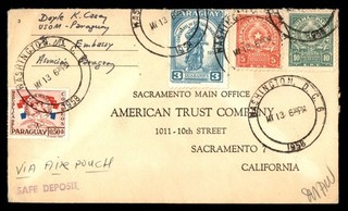 Mayfairstamps Paraguay 1958 affrancatura mista a Sacramento CA USA copertina cca_26921