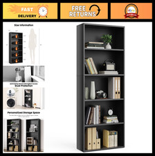 Large 53" Tall 5-Shelf Open Bookcase - Floor Standing Storage for Home Office, L