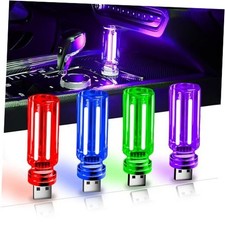 USB Car Night Light,Touch Dimmable Mini LED 1Red 1Blue 1Green 1Purple