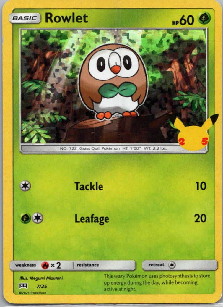 Pokemon TCG Rowlet 7 McDonald's Collection 2021 Holofoil D