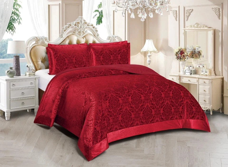 Lujosa colcha de terciopelo acolchada de 3 piezas juegos de cama de jacquard tamaño king super king* Foto 4 de 4