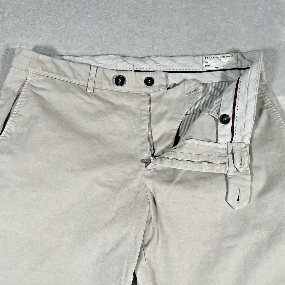 Brunello Cucinelli Pants Mens Size 54 (36x30) Khaki Beige Stretch Made In Italy - Image 4 of 4