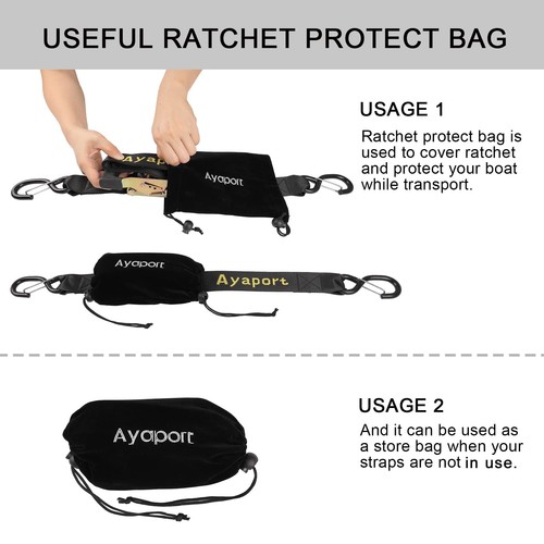 Ayaport Boat Trailer Transom Tie Down Straps for Jet 1.6" x 4', Black - Picture 5 of 7