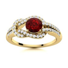 925 Sterling Silver Natural Garnet Prong Solitaire with Accents Ring