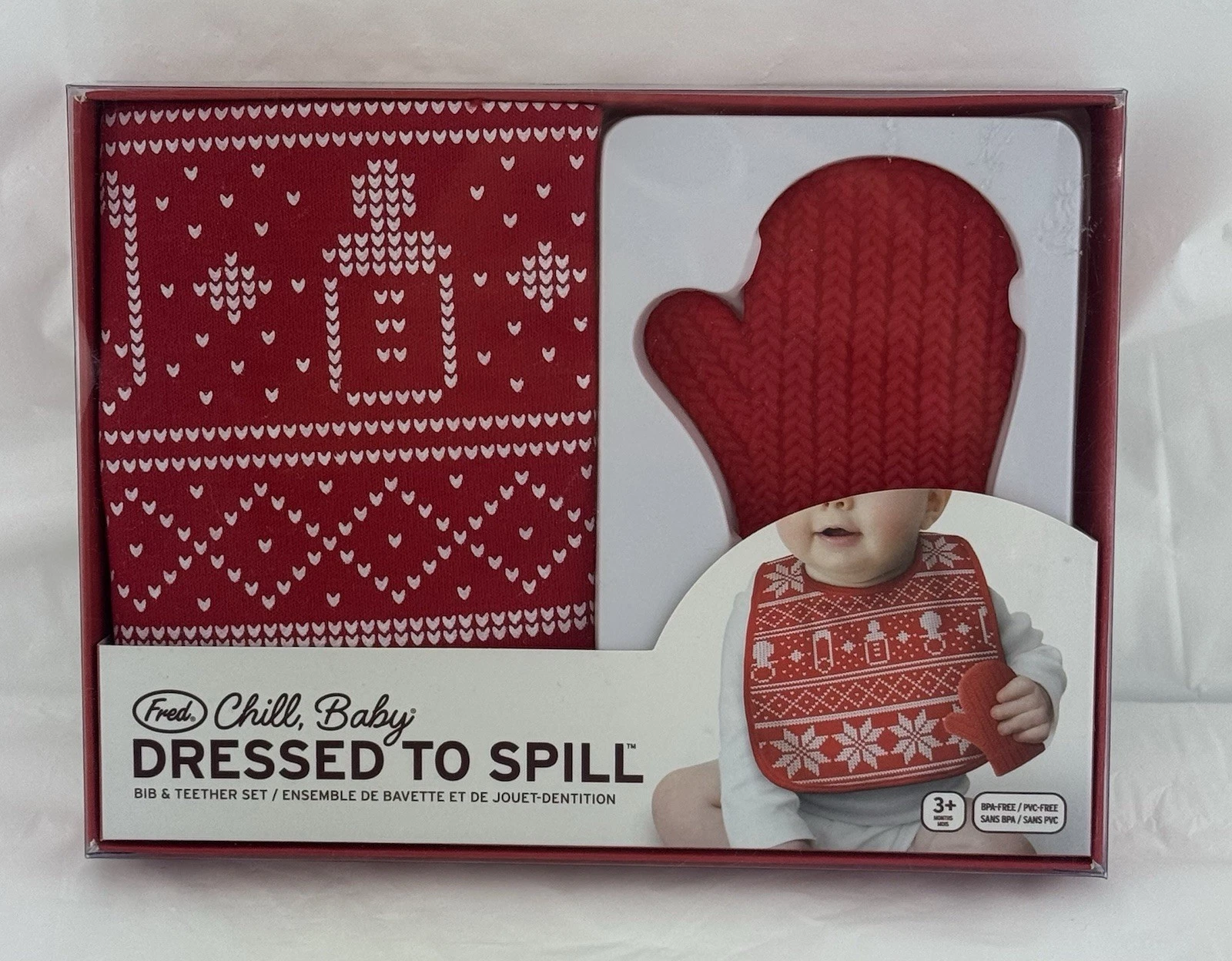 Fred Chill Baby Bib & Mitten Teether Set - Dressed To Spill - BPA & PVC Free