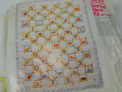 Vintage CM Columbia Minerva ABC Comforter Crewel Embroidery Kit 40x60 Alphabet