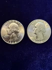 1964-D 2 WASHINGTON SILVER QUARTERS  PROOF LIKE WITH BRILLIANT SHINE HIGH GRADE