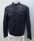 Men's Armani Jeans Black Leather Jacket Size 54 XL Real Genuine Soft Pelle Sheep