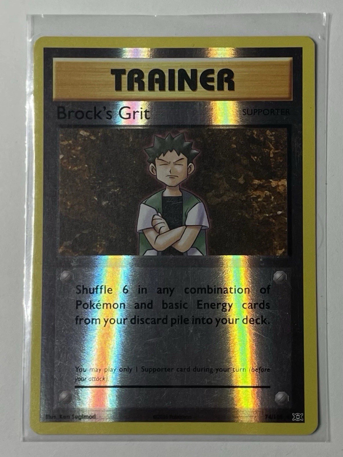 Brock's Grit 74/108 Reverse Holo XY Evolutions Pokemon Card NM/LP 2016 