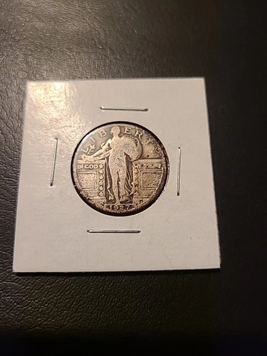 1927 Standing Liberty Quarter VG Better Date PINK PURPLE TONE.