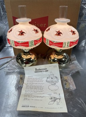 Pair Of Vintage New Old Stock Budweiser Beer Innkeepers Lamps