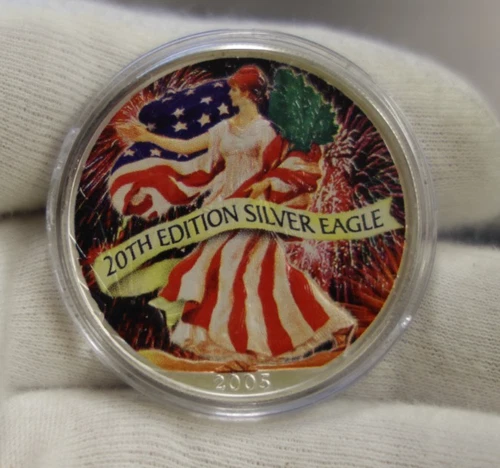 2005 US Silver Eagle $1 Colorized 20th Edition  Unc