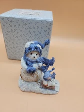 Vintage Cherished Teddies #848581 Nora  Christmas Snowbear  Snowman Sled Enesco