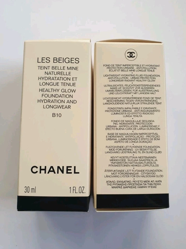 2x CHANEL LES BEIGES Healthy Glow Foundation Hydration B10 Neu/Ovp 2x 30ml - Bild 3 von 4
