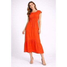 Nine West Orange Empire Waist Dress XL Ruffle Hem Midi Maxi