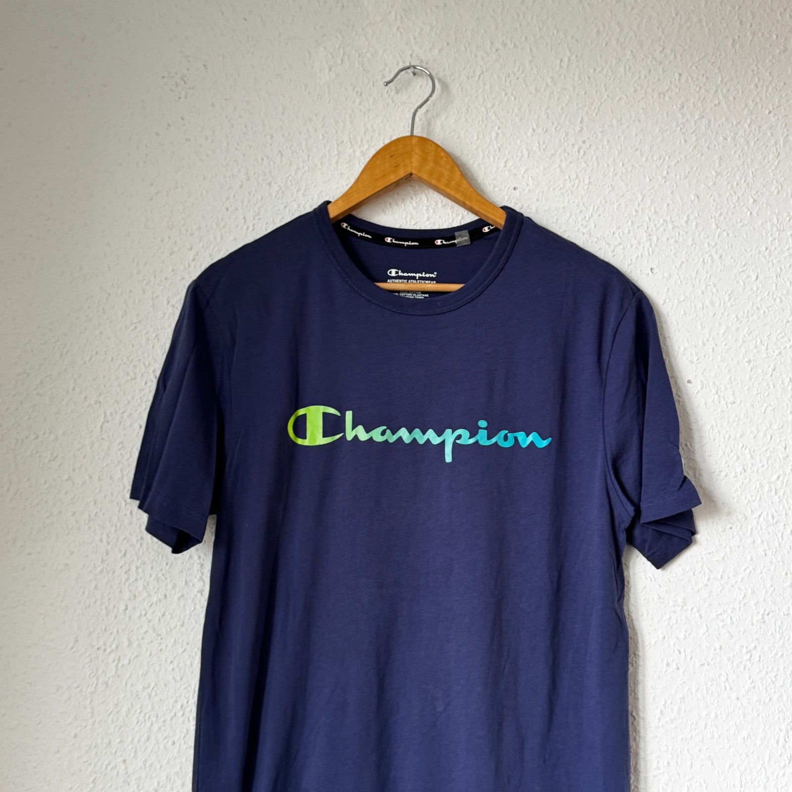 Champion Men's Script Logo Graphic T-Shirt - Navy Blue (Size S) image 4