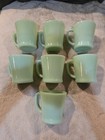 VINTAGE FIRE KING JADEITE D HANDLE OVEN WARE COFFEE CUPS 8 OZ GREEN 7PCS  — photo 1