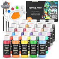 Acrylfarben Set 25 Bunte Farben 60Ml Mit Pinselset Und Palette KüNstlerbedarf
