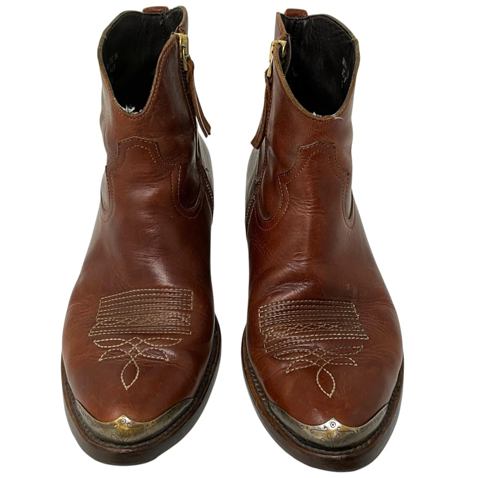 Golden Goose Young Cuero Cremallera Vaquero Botines Marrón EUR Talla 38 EE. UU. 8 Foto 3 de 4