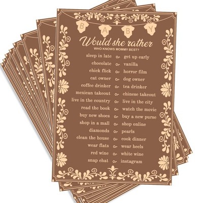 Cielito Lindo Baby Shower Games for Girl or Boy -Would She Rather, 30 pcs Gam...
