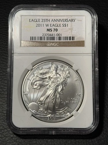 2011-W $1 Burnished American Silver Eagle 25th Anniversary NGC MS70 Brown Label