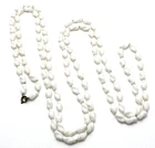 Vintage White Milk Glass Bead Necklace Extra Long Flapper 60" Mid-Century