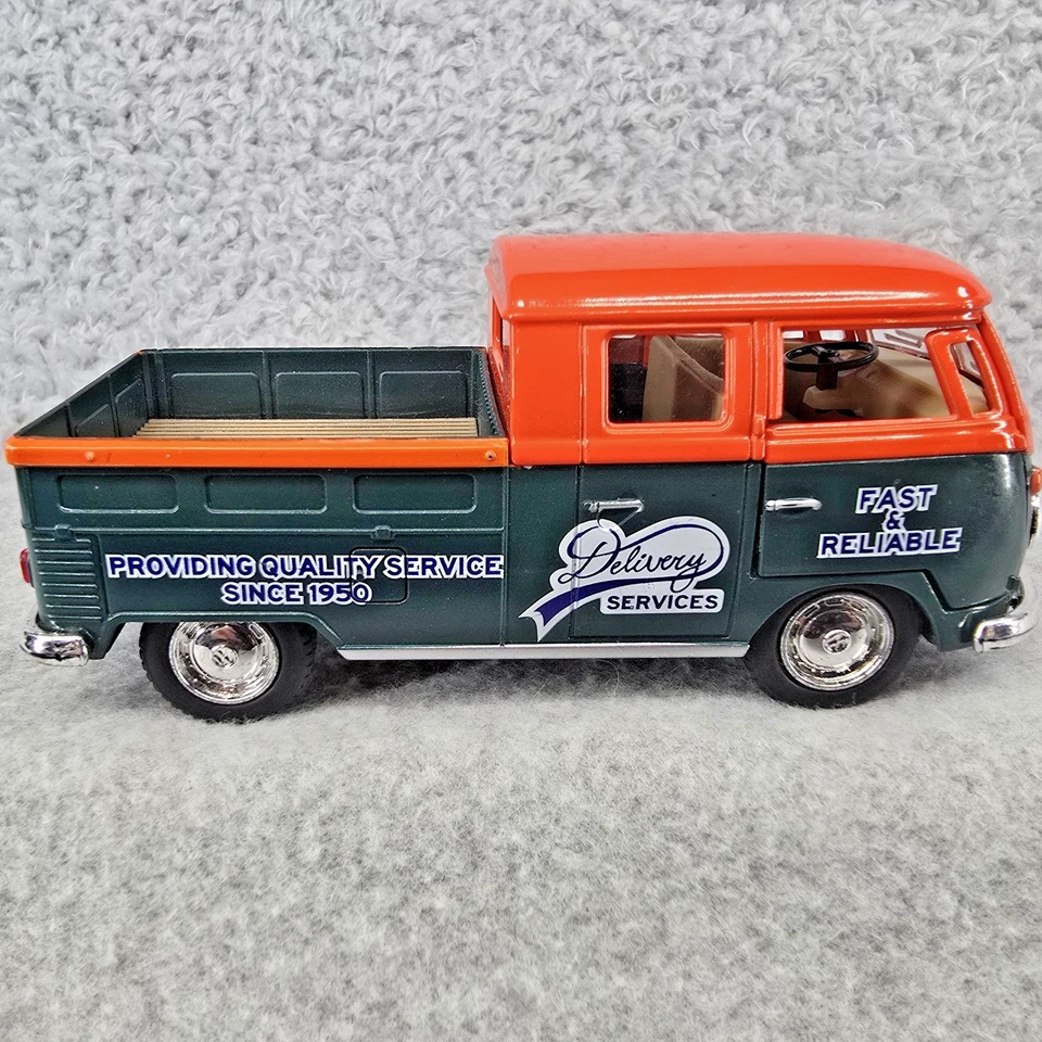 Autobús Volkswagen Kinsmart 1963 1:34 diecast doble cabina camioneta VW retroceso Foto 2 de 4