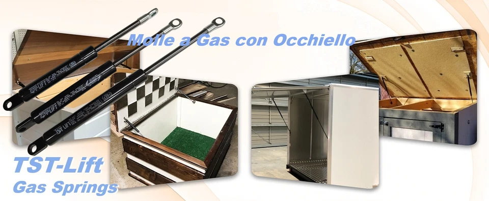 1 PISTONE A GAS MOLLA PER LETTO CONTENITORE - 24 TIPI DI INTERASSE A OCCHIELLO - Immagine 3 di 4