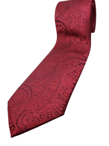 VAN HEUSEN Men's Skinny Tie Burgundy Red Paisley Necktie NEW