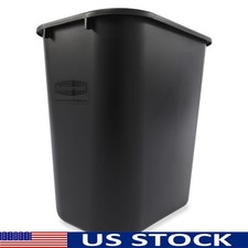28QT Open Top Wastebasket Plastic Trash Bin Home Office Indoor Black
