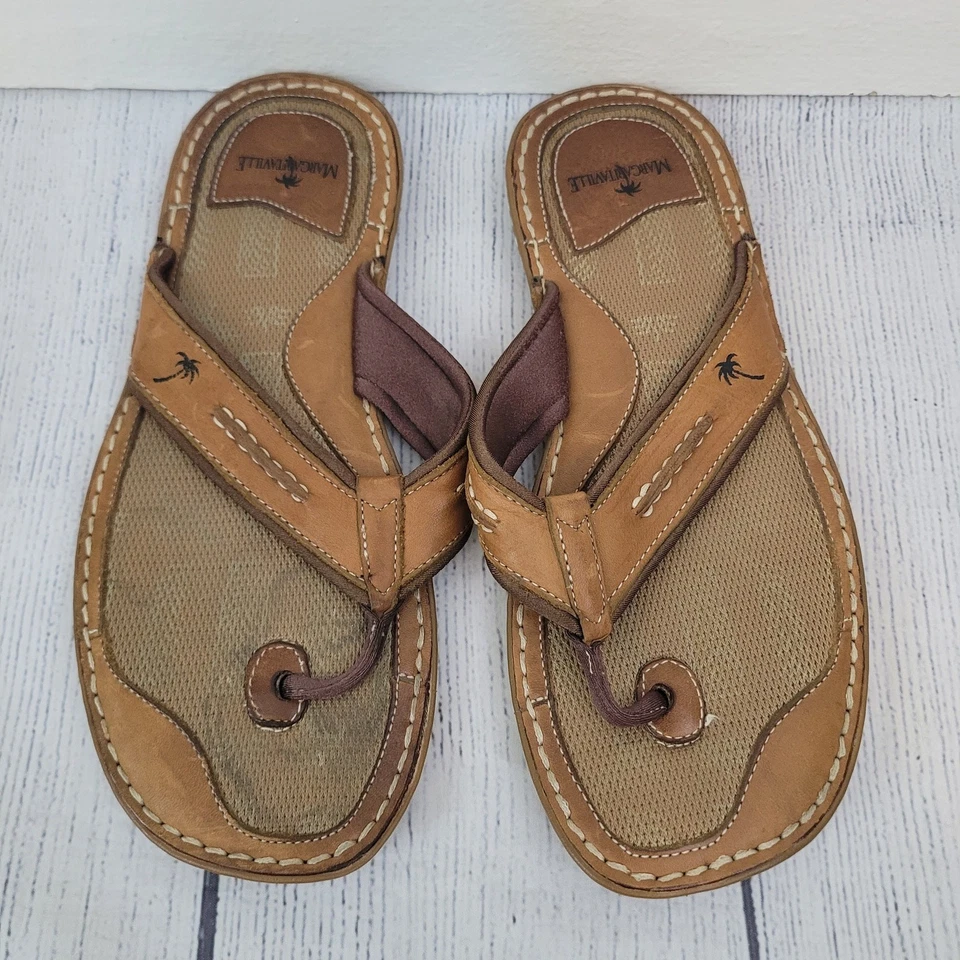 Margaritaville Size 12 Men's Leather Flip Flops Jimmy Buffet Sandals - Image 2 of 4