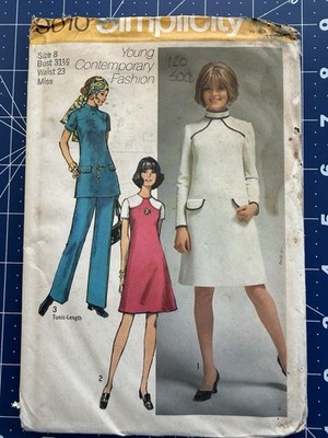 Simplicity Young Contemporary Fashion Pattern 9010 Miss Dress Tunic Pants Sz 8