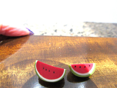 Dollhouse Miniature TWO SLICES OF WATERMELON 1:12