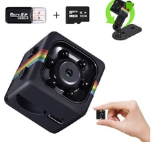 Mini Camera 32GB Memory Card,1080P Night Vision, Motion Detection, Loop Storage