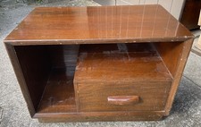 Pair of Mid Century Lacquered Burmese Teak Bedside Tables - Price is for 1 pair